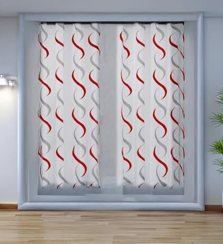 Home Tresor - Coppia Tende a Vetro Moderne per Interni Tendine a Onde Colorate per Finestra e Portafinestra Cucina Camera Salotto mod. Debora - Grigio, 70x240 cm