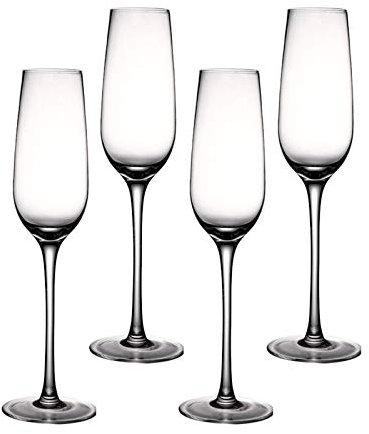 JLBopqaz Copas de Vino y champán (4 Piezas) de 270 ml: Altas, Transparentes, clásicas Juego de Copas para Vino espumoso.