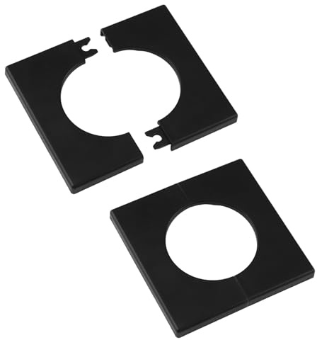 UFUFMATE - 2 placas de cubierta de fontanería, placa autoadhesiva cuadrada negra, brida dividida para cubrir huecos (50 mm de diámetro)