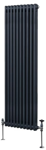 Traditioneller 2-Spalten-Heizkörper 1800 x 472mm | Vertikaler Wandheizkörper | Matt Anthrazit Grau Kohlenstoffstahl | Wohn- Badezimmer Küche [Inkl. Reinigungsbürste, Befestigungsset & Halterungen]