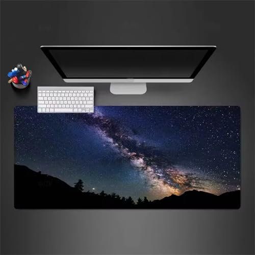 Alfombrilla Ratón XXL, 800x300x3mm Alfombrilla de Ratón Gaming, Grande Mouse Pad con Bordes Cosidos, Alfombrilla Escritorio Grande, Mejora la precisión y la Velocidad (Cielo Estrellado de Montaña)