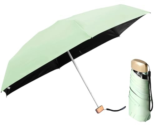 NHQZ 1 Pcs Mini Parapluie Pliant,Parapluie Pliant,Coupe,Vent, Petit Parapluie de Poche Solide,Ombrelle Anti uv femme,Pour Hommes et Femme Général, Cadeau,Vert Clair
