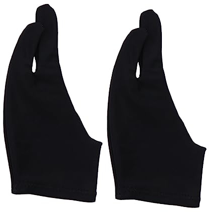 MOLUCKFU Artist Two Finger Drawing Gloves 2pcs Black Size L, Curved Sketch Gloves for Smudge Prevention, Suitable for Digital Art, Painting and Tattoo Artists in Creative Work