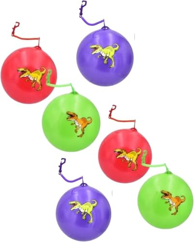 Neel Saanjh Dinosaur Ball Toy for Kids, Prehistoric Squeeze Fidget Ball with Keyring, Fun Sensory Toy for Boys & Girls, Improves Motor Skills & Imagination, Random Colours, 90g (6 Pcs)