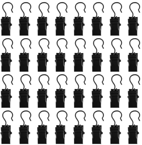 Lotsdonxia 50 Pcs Christmas Light Clips, Heavy Duty Outdoor String Light Clips for Gutters and Metal Roofs, All Purpose Weatherproof Hanging Hooks for Holiday Decorations (Black)