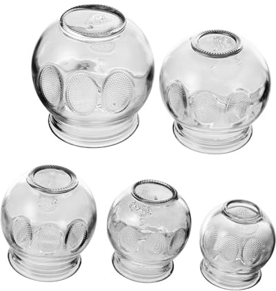 Anneome Lot de 5 Ventouses en Verre Épaissies Numérotées 1 à 5 pour Thérapie par Ventouses Massage sous Vide Corps et Visage Adaptées à Usage Domestique
