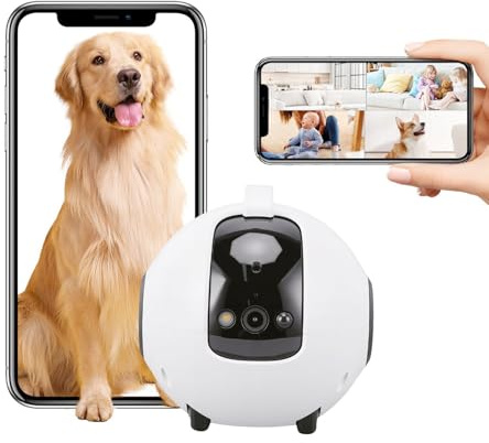 Plyisty 2.5K Robot Pet Camera with 360° Wheels, 4MP HD Auto Moving Interactive Camera, Two-Way Video Calls, Night Vision & App Control for Home Security