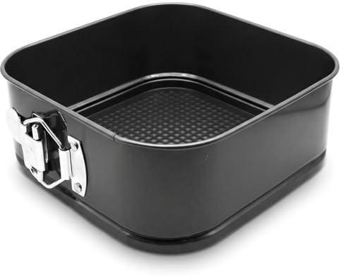 Wilafury Teglia quadrata per torte, teglia quadrata antiaderente a cerniera in acciaio al carbonio, con fondo rimovibile per torte, 18 cm