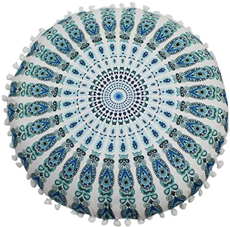 LuckyGirls Kissenbezug 43 x 43 cm Indische Mandala Boden Kissen runde böhmische Kissen Abdeckung (G)