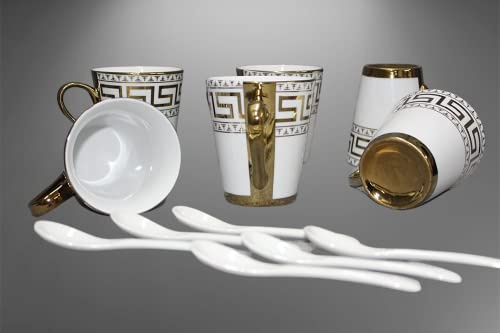 Medusa Service à café 300 ml avec cuillère pour 6 personnes Service à café en porcelaine 12 pièces