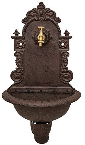 Fontaine Murale de Jardin avec Vasque - Fonte - Motif Floral - Style Antique