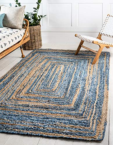 Unique Loom Braided Chindi Collection Casual Modern Blue Area Rug (4' 0 x 6' 0)