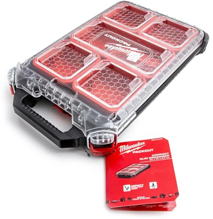 Milwaukee 4932471065 932471065 Packout Kompakter, schmaler Organizer, Schwarz,rot,klar
