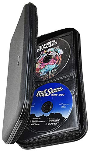 XiongYe CD Case, 72 Capacity Heavy Duty Wallet, DVD Holder for Car, Hard Shell Sturdy case, VCD Disk Holder, Disc Binder, Booklet, Protective Blu-ray Wallet (72 Capacity,Black)