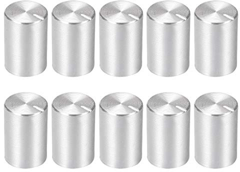 sourcing map 10Stk Potentiometer Knopf 6mm Wellendmr 10x15mm Silberfarben | Rändelwelle Aluminium Volumen Regelknopf
