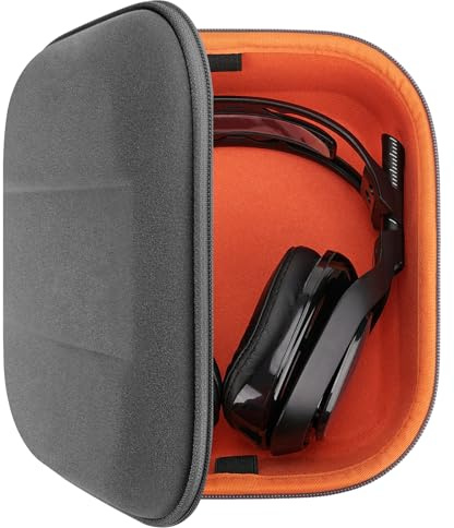 Geekria Shield Case for Large-Sized Over-Ear Headphones, Replacement Protective Hard Shell Travel Carrying Bag with Cable Storage, Compatible with ASTRO Gaming A50Gen4 (Microfiber Grey)