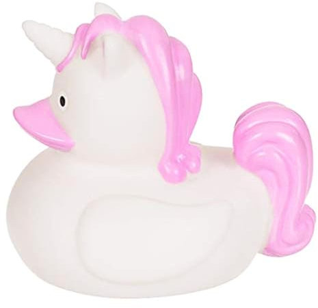 MIK funshopping Paperella da bagno giocattolo per vasca da bagno (anatra unicorno, bianco/rosa)