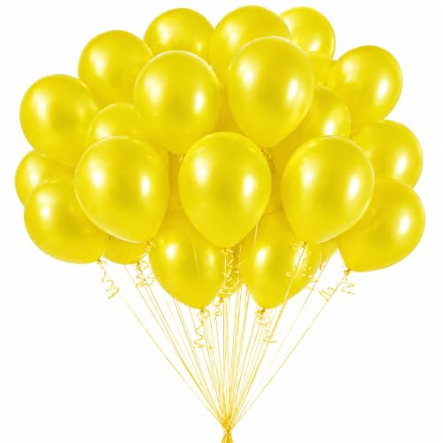 Gelbe luftballons - 100% Reiner NATURLATEX - Premium Qualität - Latex Party Ballons - Metallic Ballons - Geburtstag Dekoration - Bunte Luftballons 25