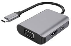 DLH Adaptador USB-C TO HDMI/VGA/USB-C