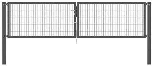 Alberts 637231 Doppeltor Flexo Plus mit Zubehör | verschiedene Breiten und Höhen | Pfostenstärke 100 x 100 mm | anthrazit | Breite 400 cm | Höhe 100 cm