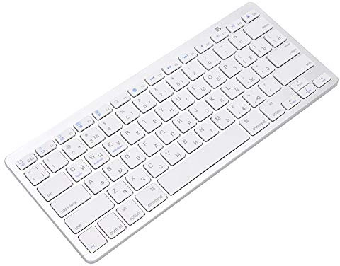 Elprico Bluetooth Tastatur Russisch Layout, Ultra-schlanke Kabellose Tastatur mit 78 Tasten, Tragbare Russische Tastatur für Tablet Smartphone Laptop, Kompatibel mit iOS Android