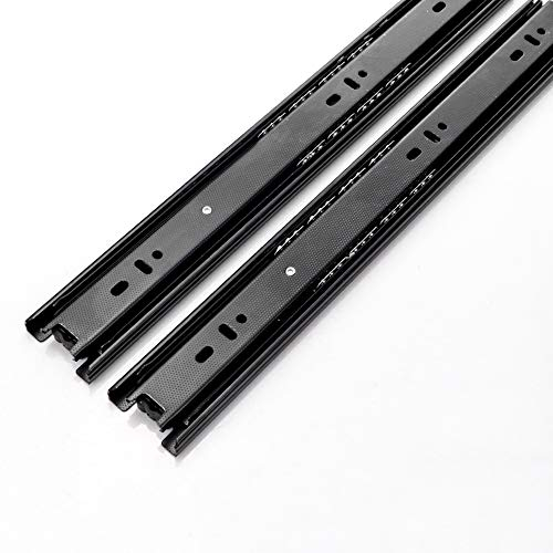 SSHHM Teleskopschiene Kugelführung,3-fach Vollauszug,Seitliche Montage, 1 Paar (2er-Pack) Kugelführung Schienensystem,Kaltgewalzter Stahl/Schwarz / 12 in