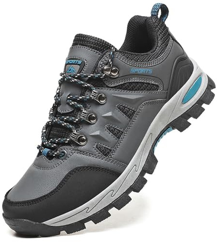 Topwolve Hiking Boots Men's Women's Waterproof Walking Shoes Low Rise Trekking Climbing Shoes Outdoor Backpacking Camping Trails Shoes,Grey,11 UK