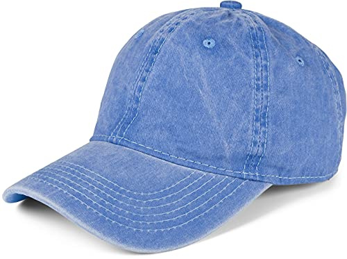 styleBREAKER Unisex Baseball Cap Vintage Look verstellbar 6-Panel Cappy in Washed Optik mit gebogenem Schirm Baumwolle Retro Cap Damen und Herren, Farbe:Jeansblau Washed
