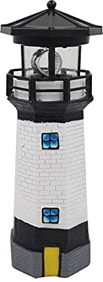 LICHENGTAI Solare Rotante Faro, Giardino di Decorazione Solare, LED Faro Rotante Giardino, Faro Principale Solare per Prato Patio Paesaggio Illuminazione Decorativa, Nero