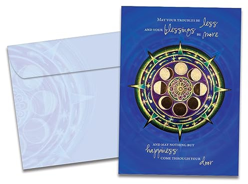 Tree-Free Greetings - New Year's Eve Greeting Cards - Artful Designs - 10 Cards + Matching Envelopes - Made in USA - 100% Recycled Paper - 5x7 - New Year Mandala Irish Blessing (HB54456)