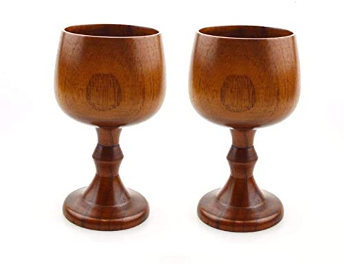 Vintage Jujube Weinkelch aus Holz, Trinkbecher, Wasserbecher, Küchenzubehör, 150 ml, 2 Stück