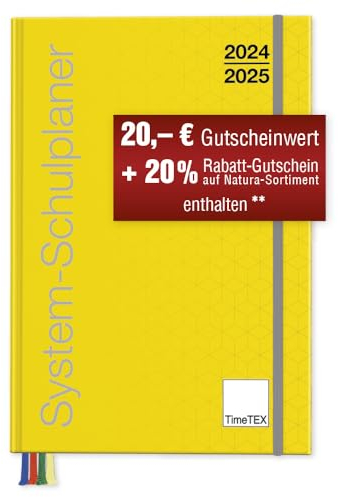 TimeTEX System-Schulplaner A4-Plus Gelb - Schuljahr 2025-2026 - Lehrerkalender - Lehrertimer - 10750 - mit breitem Verschlußgummi