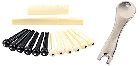 Alnicov Akustische Gitarre Bridge Pin Kit, Gitarre Bridge Pins Pegs With Bridge Pin Puller Remover Ersatz für Gitarre