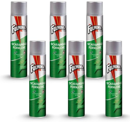 Virsus Bomboletta insetticida Spray Fulm250 per Scarafaggi e Formiche, capacità 300ml, per insetti striscianti, Azione Rapida, Disinfestante per Interni ed Esterni (6)