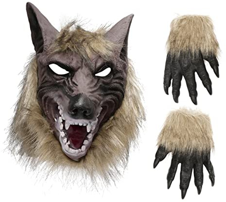 TOYANDONA 1 Set Wolf Maske Outfit Für Männer Kinder Make-Up Set Kinderfäustlinge Wolfsmasken Maskerade Kostüm Halloween Wolfsmasken Vinyl Halloween Kostümzubehör Tier