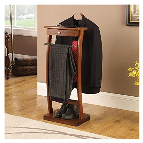 Suit Butler Med Lådor Mäns Betjänad Kappa Stativ Med Klädhängare Slips & Bälte Krok Och Byxor Rail Freestanding Suit Hängare for Hallway Dressing Room Etc (Color : Brown, Size : 44.4 * 30 * 112.2cm)