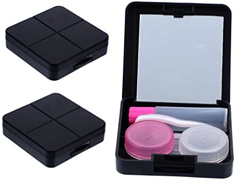 Gatuida 3sets Portable Travel Contact Case Mirror for Halloween and Everyday Use Eye Contact Lenses Companion Box
