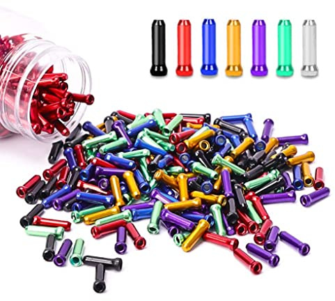 CNAFGBGG 80pcs/set Bike Cable End Caps Colorful Cable End Crimps Aluminum Alloy Bicycle Brake Cable Tips Wire End Cap Crimps