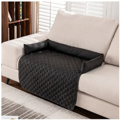 Hundedecke Sofa,Hundebett Katzenkissen Couch für Sofaschutz,Wasserfeste Rutschfester Unterseite, Möbelschutz für Kleine, Mittelgroße und Große Hunde und Katzen (90×120cm,Schwarz)