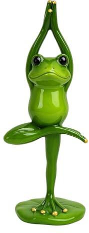 JRose Collections Yoga Frog Figurine Ornament – Resin Zen Meditation Statue in Tree Pose – Relaxation Home Décor for Yoga Room, Living Room, Desk, Shelf, Meditation Corner (Yoga Frog D)