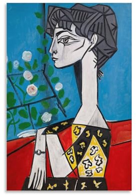 Jacqueline mit Blumen, Pablo Picasso-Drucke, Ausstellungsposter, abstrakte Kunstposter, Poster, Kunstdruck, Wandfoto, Malerei, Poster, Hängebild, Familiendekoration, 20 x 30 cm