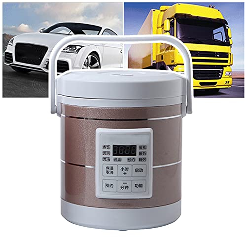Mini Rice Cooker 12v 24v, 1.2L Meal Heater Warmer Electric Lunch Box, Food Steamer for Car Truck Soup Porridge Cooking Machine