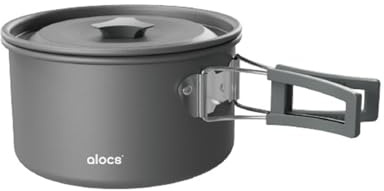 doorslay Camping Topf, Aluminiumlegierung Camping Kochtopf, Camping kochgeschirr 1L/1.7L/3L (optional), Outdoor Geschir Set mit Deckel und faltbarem Griff, für Camping Picknick Wandern
