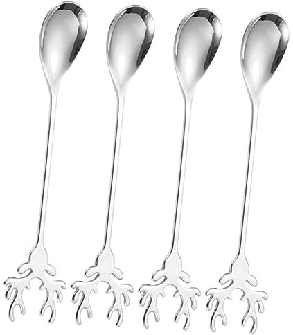 Cabilock 16 Stk Cartoon-elch-löffel Saucenlöffel Weihnachtskaffeelöffel Vorspeisenlöffel Zuckerlöffel Sahnelöffel Honiglöffel Kaffeelöffel Umrühren Buffetlöffel Silver Rostfreier Stahl