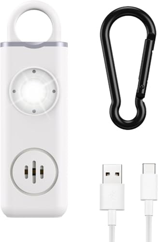 OQIMAX 130dB Taschenalarm Wiederaufladbar, Persönlicher Alarm mit LED Blitzlicht-Signal, Selbstverteidigung Sirene, Sicherheit Schlüsselanhänger, Notfallalarm Taschenalarm für Frauen/Kinder/Senioren