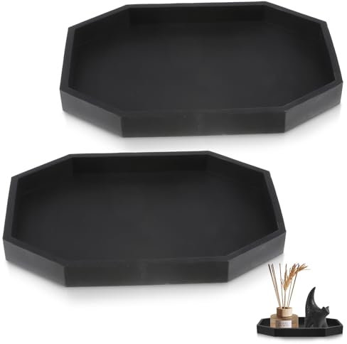 2 Stück Badezimmer Tablett Schwarz Silikon Ablageschale, Dekotablett Deko Tablett für Badezimmer Wohnzimmer, Schlafzimmer, Waschbecken, Badewanne und Küchenspüle