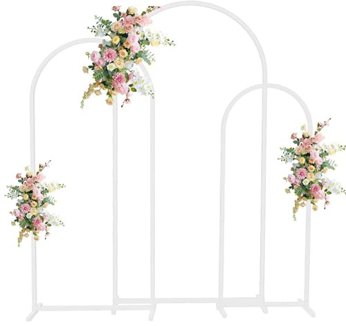 MOHUIED Arco de Decoración de Bodas Juego de 3 Arcos de Boda de Metal, Arco de Globos, Soporte de Arco de Fondo for Bodas, Novias, Jardines, Patios, decoración de Fiestas en Interiores y Exteriores