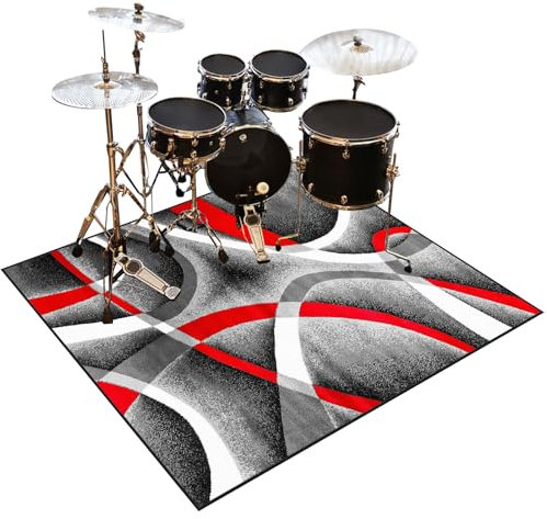 Schlagzeugteppich Drum-Teppich 200 x 180 cm Trommelteppich Schallschutz Teppich Musikinstrumente Bodenmatte Rutschfest Elektronischer Klavier Drum Teppich Antivibrationsmatten für Musikinstrumente