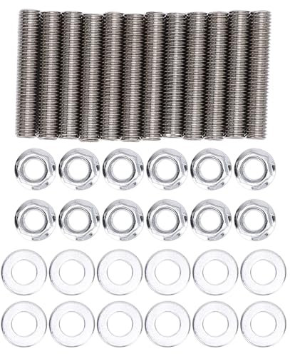 TKSE Kit de 36 Goujons de Collecteur D'échappement en Acier Inoxydable avec écrous et Joints Robustes pour Moteurs 5,9 L 6,7 L 1989 à 2019