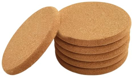 6 Pack Absorbent Cork Coasters & Trivets, 4 Inch Heat Resistant Drink Coasters for Coffee, Tea, Hot Pots & Pans, Kitchen Table Protection